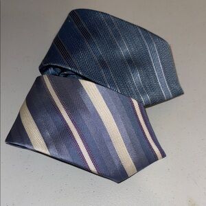 Dormeuil Paris 100% Silk Two Elegant Blue Striped Tie Set